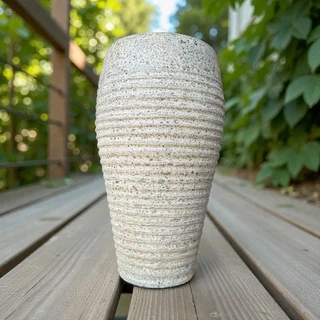 Flowerpotกระถางดินเผาทรงกรวยลายคอตาลสูง สีวินเทจ เก่า ๆ ขนาด 33 x 55 cm. ใช้เป็นกระถางต้นไม้หรือใช้เสียบร่มได้
