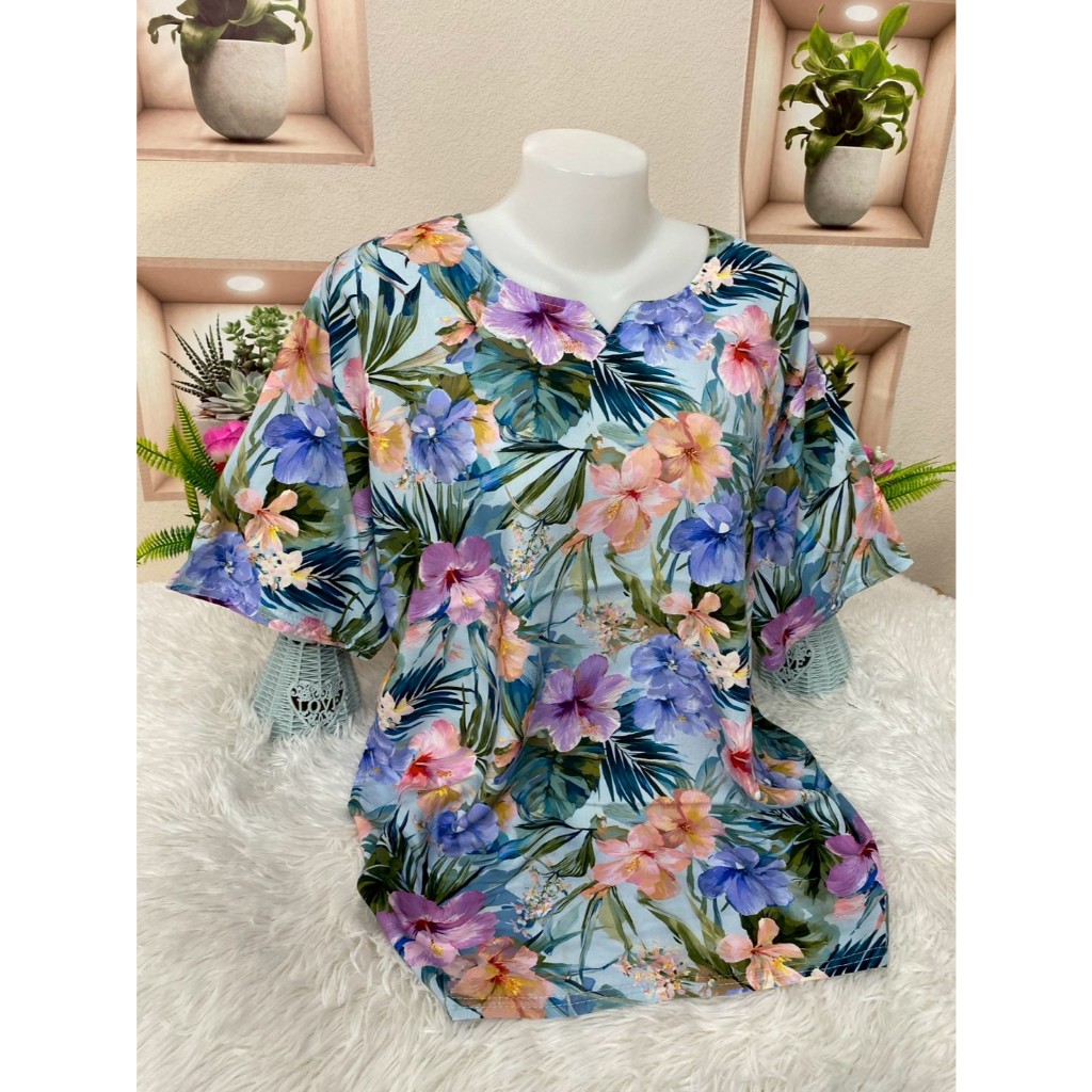 เสื้อสปัน เสื้อสาวอวบ ไซส์ใหญ่ เสื้อสงกรานต์ รับหน้าร้อน ผ้านิ่มใส่สบาย รุ่น1014 รูปที่ 3