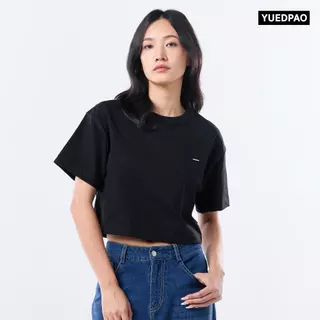 Yuedpao Signature Crop 2026 ผ้าหนาทรงสวย ยับยากไม่ต้องรีด เสื้อครอป โอเวอร์ไซส์ สี Black