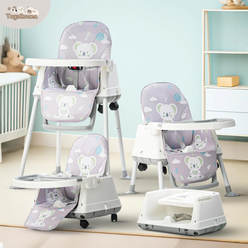 Toyszoona เก้าอี้กินข้าวเด็ก สีพาสเทลน่ารัก ปรับสูง-เตี้ยได้ เบาะหนังPUทำความสะอาดง่าย
