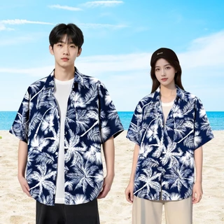 เสื้อเชิ้ตฮาวาย เสื้อสงกรานต์ลายดอกสไตล์เกาหลี ใส่ได้ทั้งชายและหญิง Hawaii