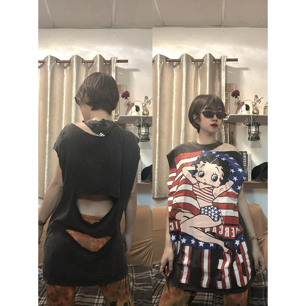 เสื้อยืดฟอกแขนกุด รวมลายทรง oversize – โปรปัง