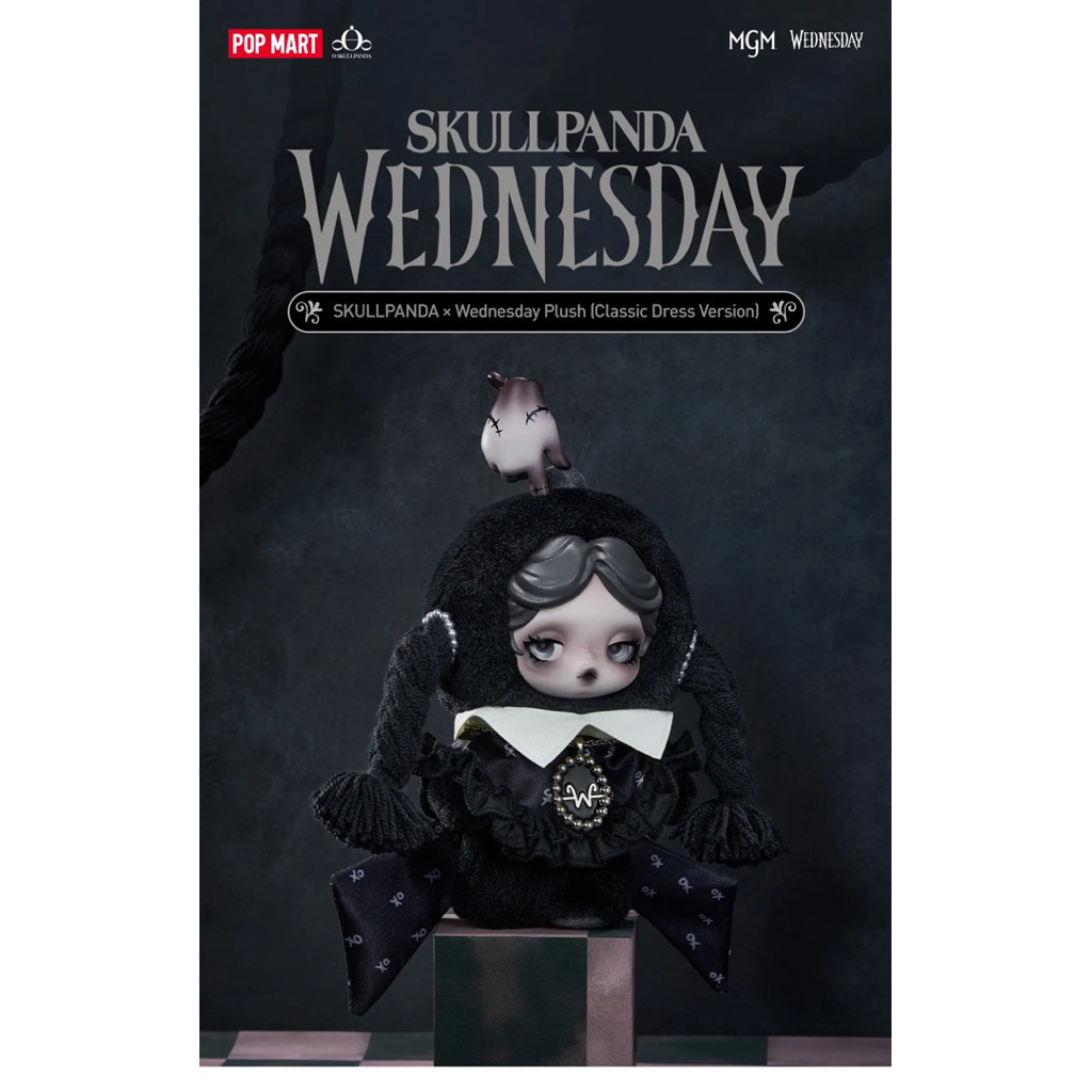 SKULLPANDA × Wednesday Plush US Exclusive (Classic Dress Version)