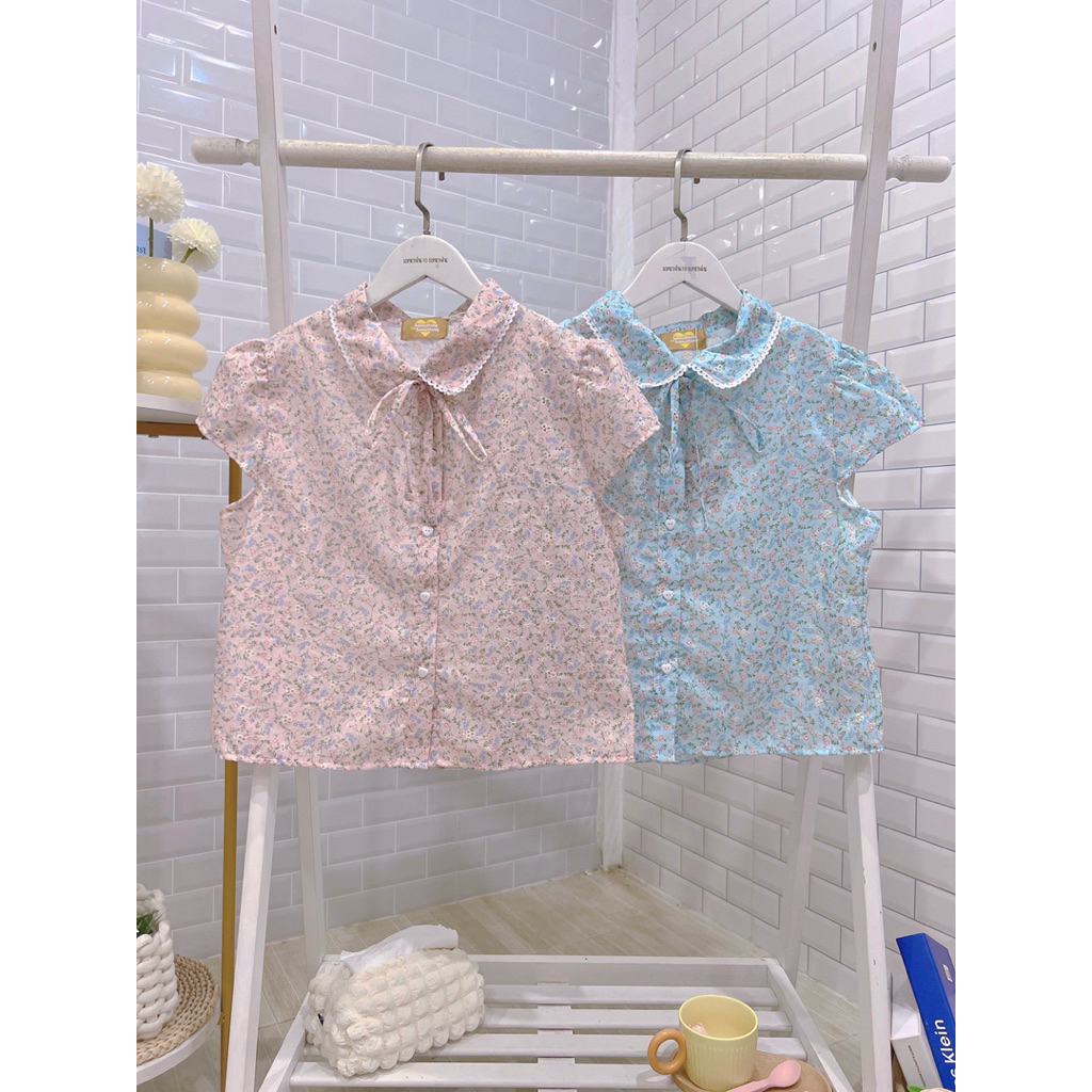 เสื้อคอปกแขนจั๊มตุ๊กตา เชือกผูกด้านหน้า เสื้อแฟชั่นผู้หญิง ฤดูร้อน 🍂🧋🕰️sTN85