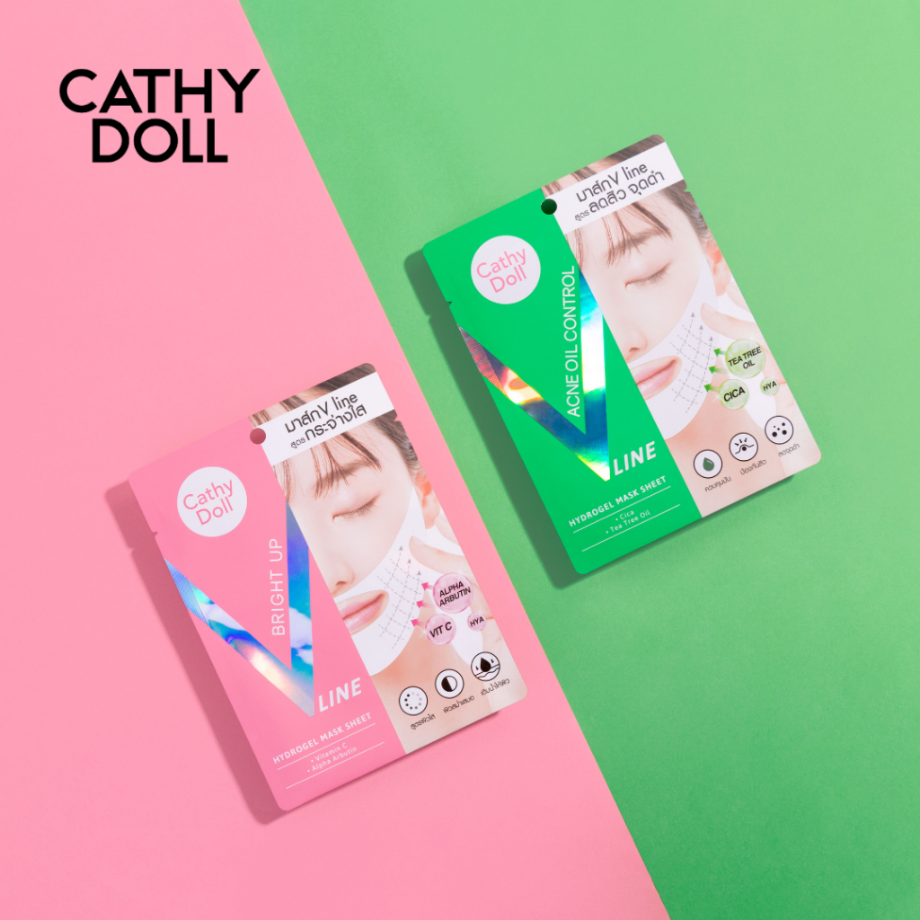 Cathy Doll แผ่นมาส์กยกกระชับผิวหน้า เคที่ดอลล์ ไบร์ทอัพวีไลน์ไฮโดรเจลมาส์กชีท 18g