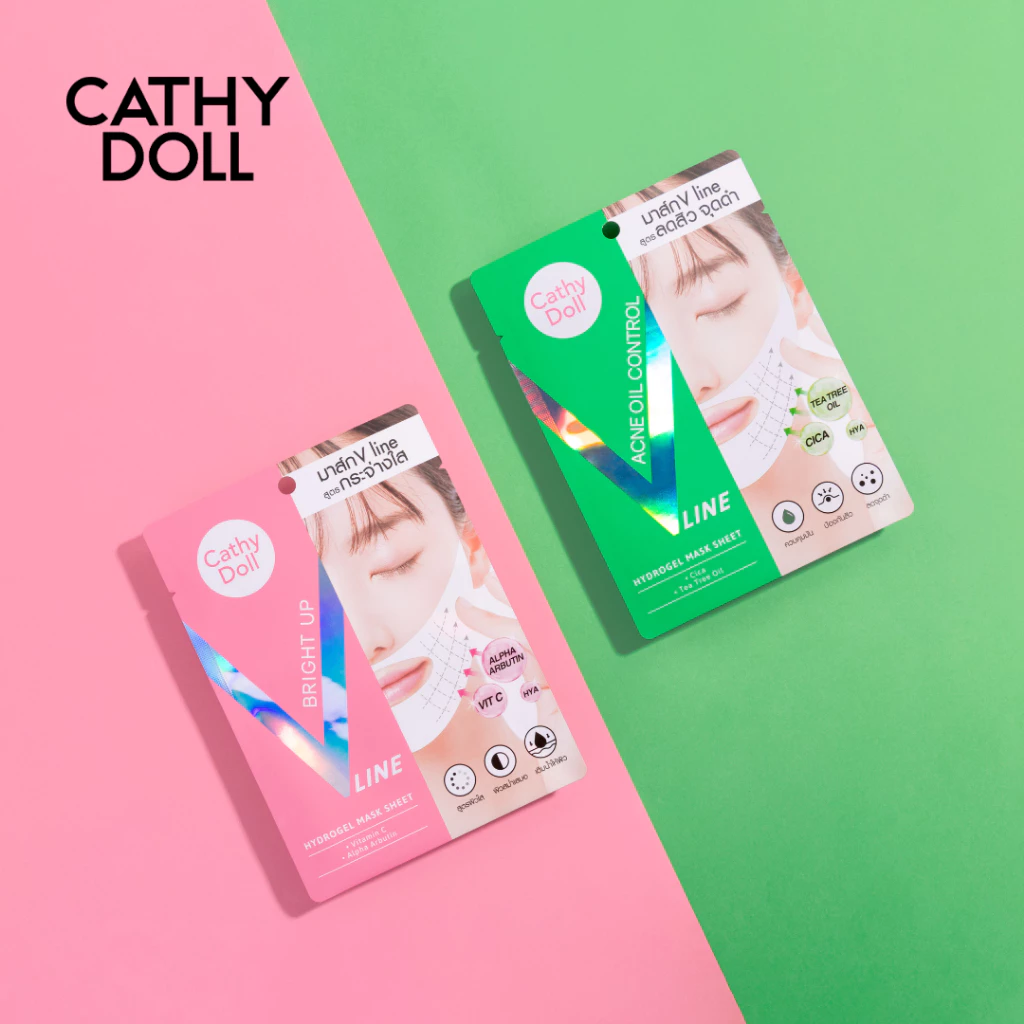 Cathy Doll แผ่นมาส์กยกกระชับผิวหน้า เคที่ดอลล์ ไบร์ทอัพวีไลน์ไฮโดรเจลมาส์กชีท 18g
