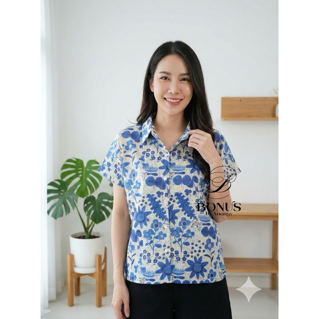 เสื้อคอปกเชิ้ตแขนสั้นแขนในตัว ผ้าไหมอินเดีย รูปที่ 7