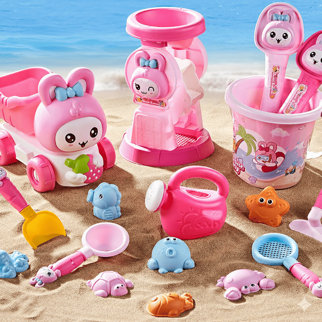 ของเล่นตักทรายเกรดพรีเมียม Beach Set คละลาย เสริมพัฒนาการ อุปกรณ์ตักทรายพกพาง่าย พลาสติกหนาไม่บาดมือ
