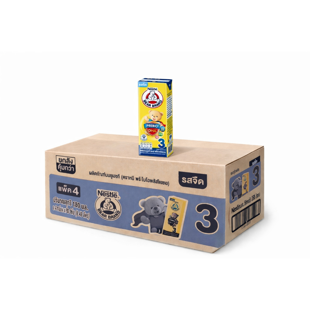 นมตราหมี UHT Protextion สูตร 3 180 มล. (36 กล่อง)