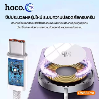แท่นชาร์จไร้สายแม่เหล็ก Qi2.2 สายชาร์จ Type-C ยาว 1.2 เมตร มาพร้อมสายรัด สำหรับจัดเก็บ พกพาง่าย HOCO CW63 Pro
