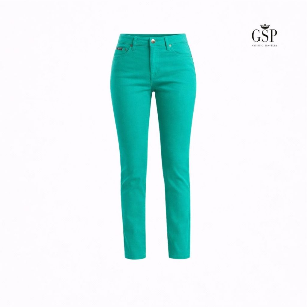 GSP กางเกงยีนส์ กางเกงผู้หญิง Jeans Easy Color Jeans กางเกงยีนส์สีเขียวทรง French Skinny (PYT2DR)