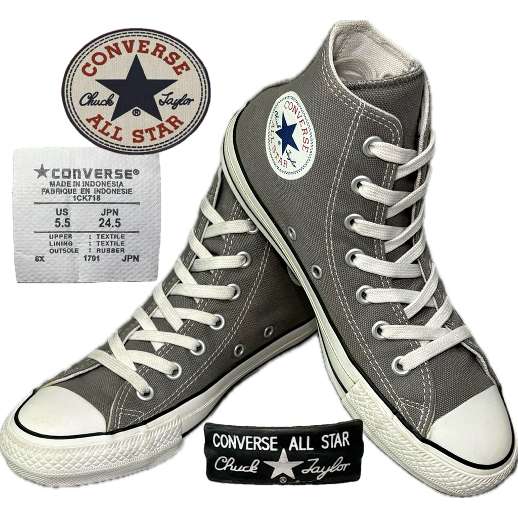 รองเท้ามือสอง รองเท้าผ้าใบ Converse All Star Colors OX (Japan Edition) แท้ สีเทา เบอร์5.5/24.5-25cm