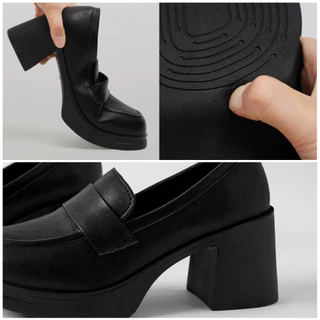 CHAAKAN [นำเข้าเกาหลี 100%] O'Connell Heel Loafers โลฟเฟอร์ส้นสูงผู้หญิง ส้น 7ซม. ทรงมั่นคง ใส่ทำงาน ไม่กัดเท้า
