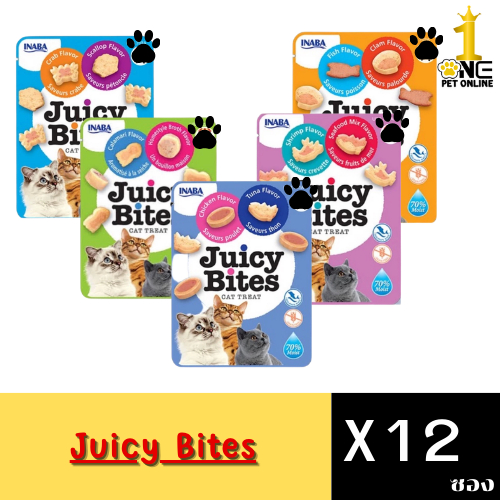 [12 ซอง] Inaba Juicy Bites ขนมแมวหนึบหนับ มีให้เลือก 5 รส ขนาด 11.3 กรัม