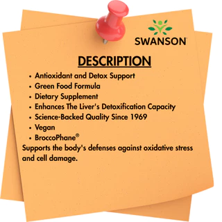 Sulforaphane ซัลโฟราเฟน from Broccoli Sprout Extract, 400 mcg, 60 Vegan Caps Swanson สารสกัดบรอกโคลี