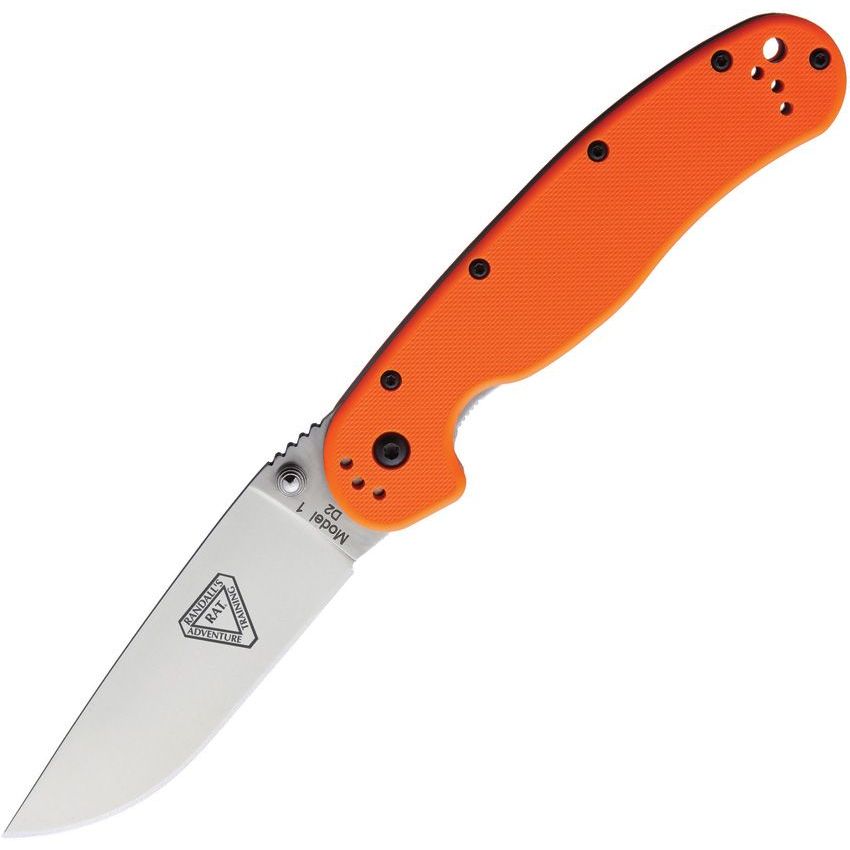 มีดพับ Ontario RAT Model 1 Folding Knife Satin D2 Plain Blade, Orange Nylon Handles (8867OR)