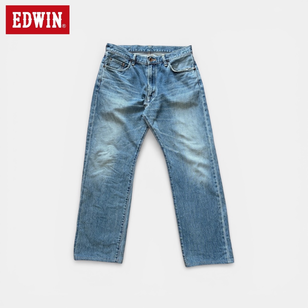 กางเกงยีนส์มือสอง Edwin 505xx ป้ายส้ม ริมแดง 🇯🇵 เอว 34 ยาว 40 ปลาย 8.5 เฟดสวย สภาพดี ไม่มีตำหนิ
