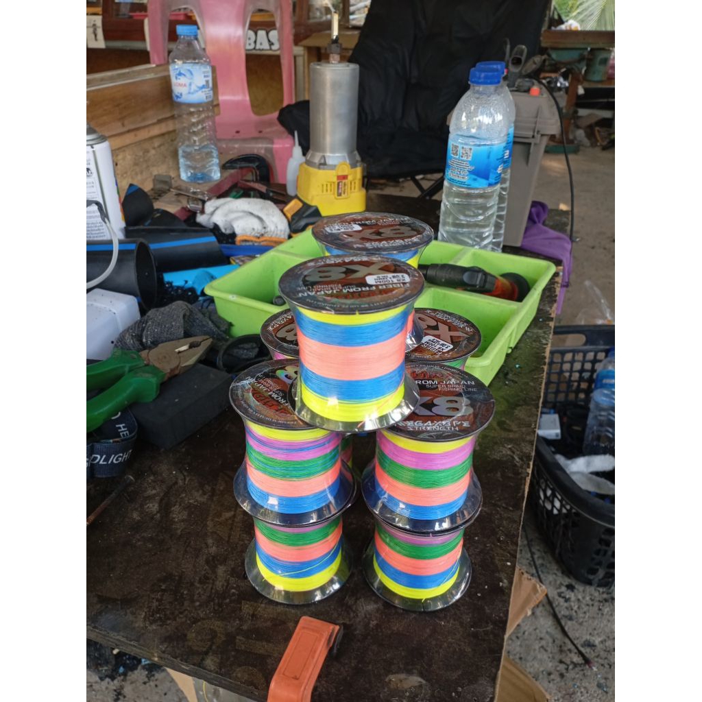 สายPE3ถัก8 สีรุ้ง ยาว100เมตร