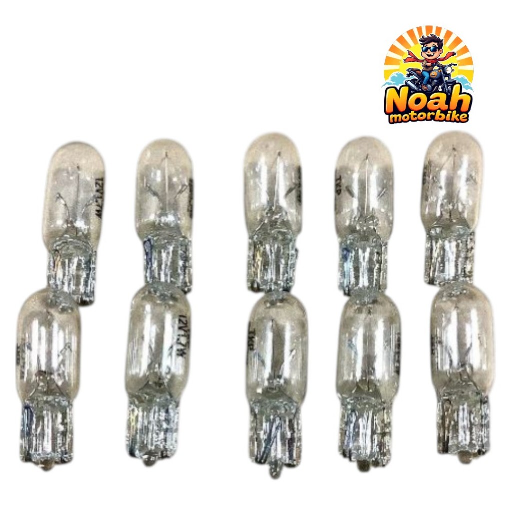 (10หลอด) หลอดไฟเกียร์ (T6.5) 12V 1.7W หลอดไฟแบบเสียบ สีใส ไฟเรือนไมล์ ไฟบอกเกียร์ หลอดไฟหยดน้ำ 1กล่อ