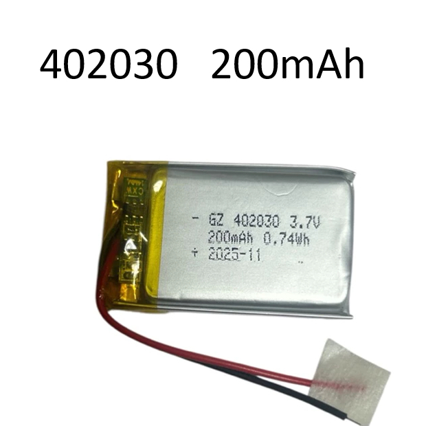 3.7V 200mAh รุ่น 402030 ชาร์จได้ สาย 2 เส้น สำหรับ DIY หูฟังบลูทูธ นาฬิกา และอุปกรณ์อิเล็กทรอนิกส์