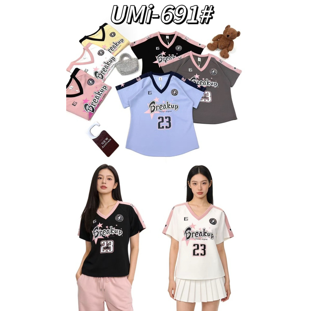 งานป้ายUMiคอวีสีพื้นแต่งไหล่แถบสี