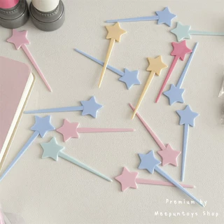[ พร้อมส่ง ] ไม้จิ้มรูปดาว สำหรับตกแต่ง แพค 10 ชิ้น สีพาสเทลสุดคิ้วท์มากๆ 🎀🩵🍈🍡💫