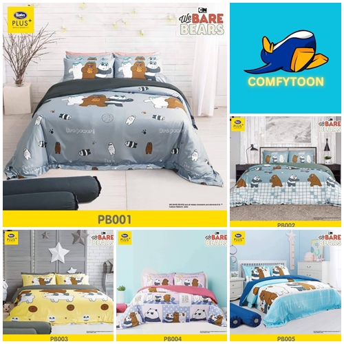 Satin Plus ผ้าปูที่นอน(ไม่รวมผ้านวม) 3.5/5/6 ฟุต สัมผัสเรียบลื่น ผ้านุ่ม Bear Bears PB001 PB002 PB00
