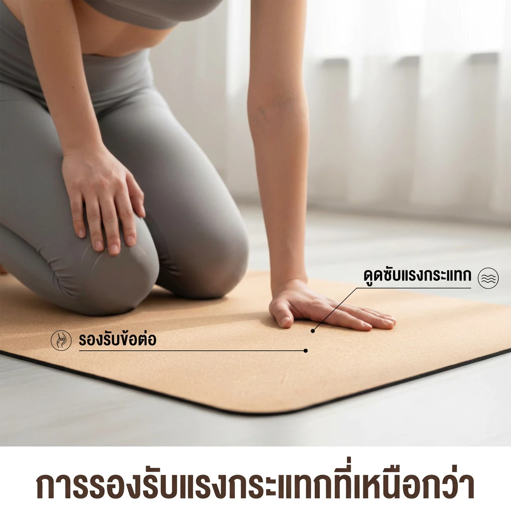 เสื่อโยคะไม้ก๊อก แผ่นโยคะธรรมชาติสำหรับการออกกำลังกายและโยคะร้อน thumbnail 6