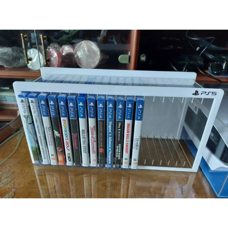 ชั้นวางเกมส์ PS5 สีขาว แบบ 20 ช่อง วางแนวนอน