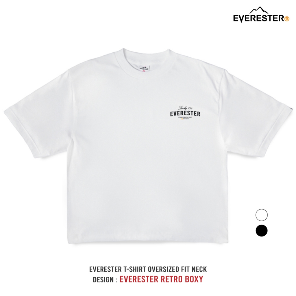 EVERESTER เสื้อยืด Boxy-Fit Cropped ชายสั้น | Unisex | Retro 777 Oversized นุ่มพิเศษ Box