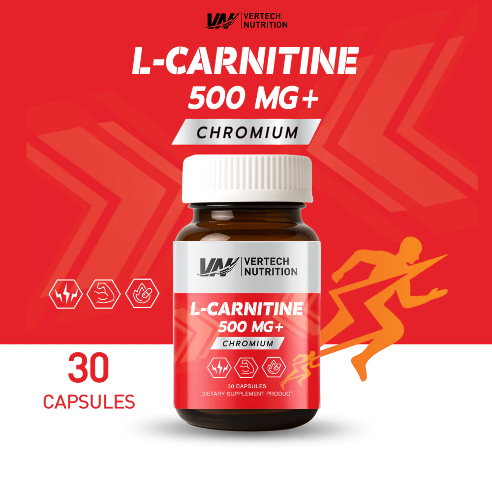 VERTECH NUTRITION L-CARNITINE 500 mg แอล-คาร์นิทีน 500 มก. พลัส โครเมียม (30 แคปซูล)