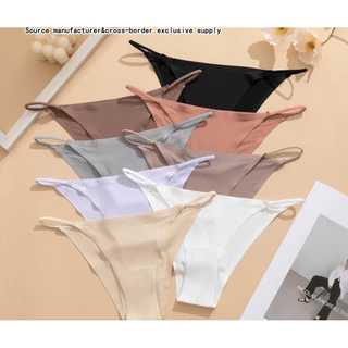 PrettyLady Shop（108）กางเกงชั้นในผ้าไหมน้ำแข็งสำหรับผู้หญิง แบบไม่มีรอยต่อ ใส่สบาย