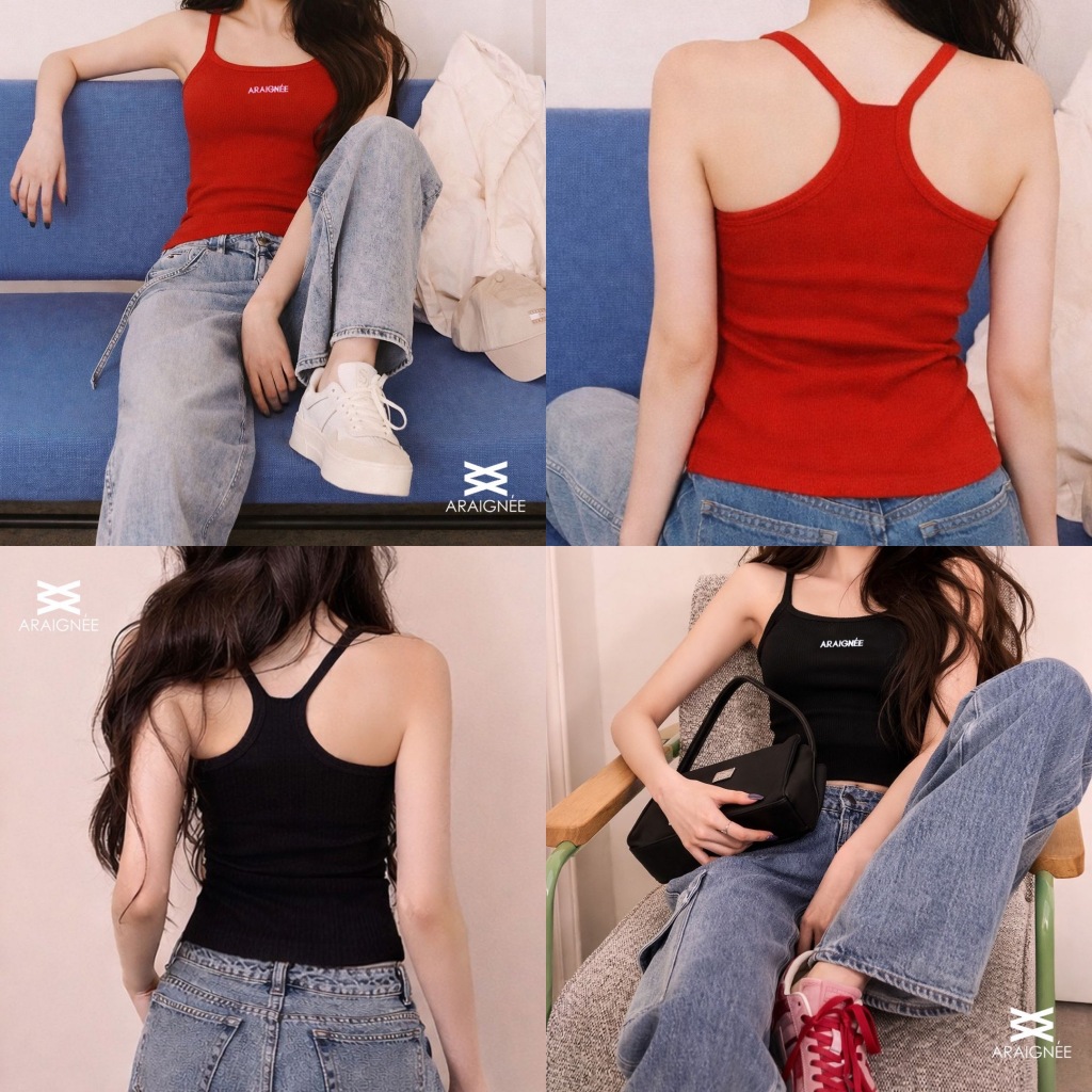 เสื้อกล้าม - รุ่น Araignee Rib Tank Top ดีเทลหลังเซ็กซี่ 🍒 ผ้ายืด ทรงสวย ใส่สบาย
