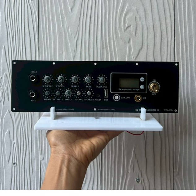 เพลทลำโพงบลูทูธรุ่นZK PRO1+ZK-DAM H2วัดแบตดิจิทัล.ขนาด90*290mm.ช่องวางอุปกรณ์50*250mm.แสงLEDผ่านได้