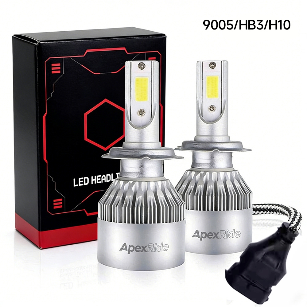 APEXRIDE ถูกสุดๆ! ！ 1คู่ ไฟหน้ารถยนต์ C6 LED แสงสีขาว H1  H4 H7 H11 9005 9006 36W 6000K