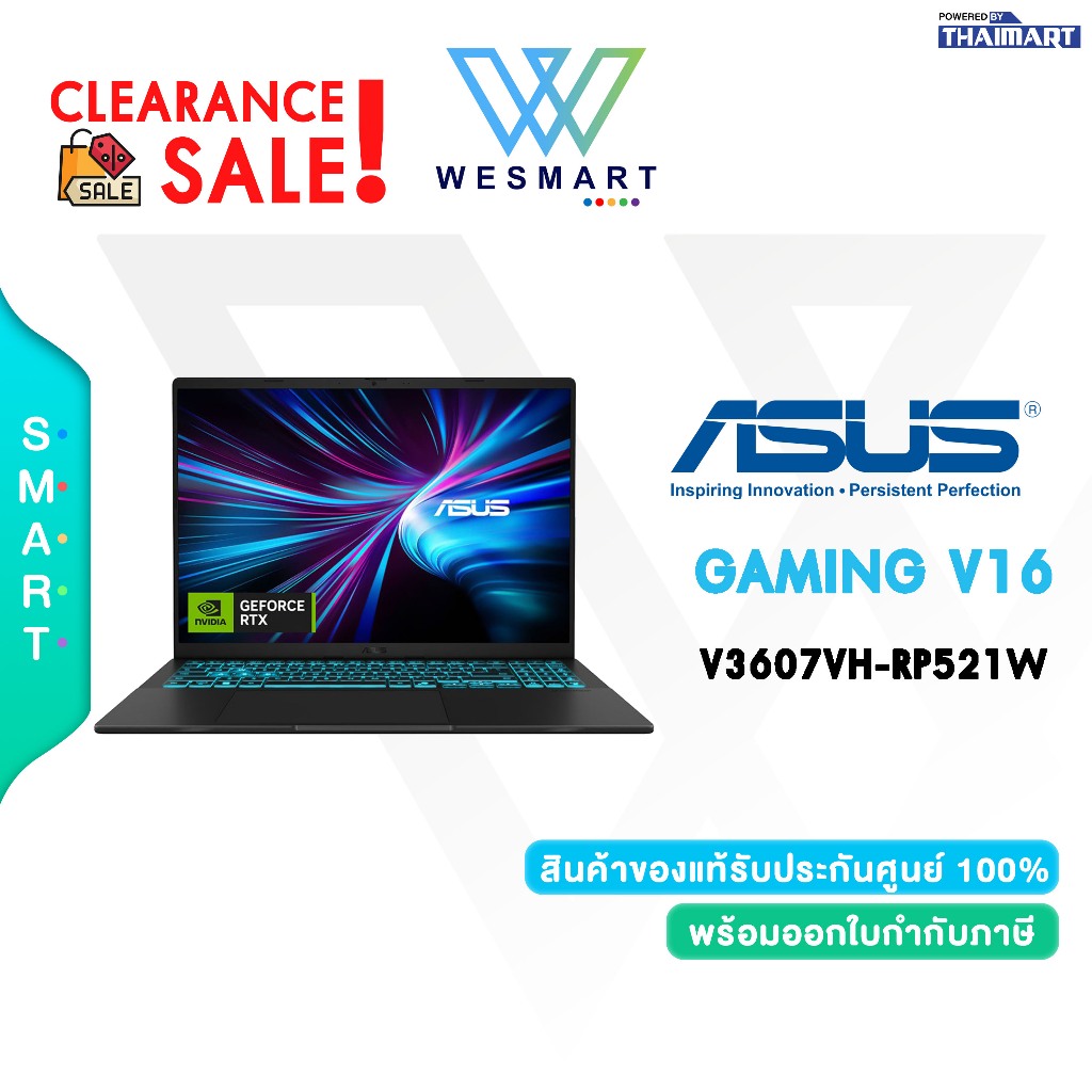 (Clearance) ASUS NOTEBOOK (โน้ตบุ๊ค) GAMING V16 V3607VH-RP521W : DEMO สินค้าตัวโชว์/ประกันศูนย์ ASUS