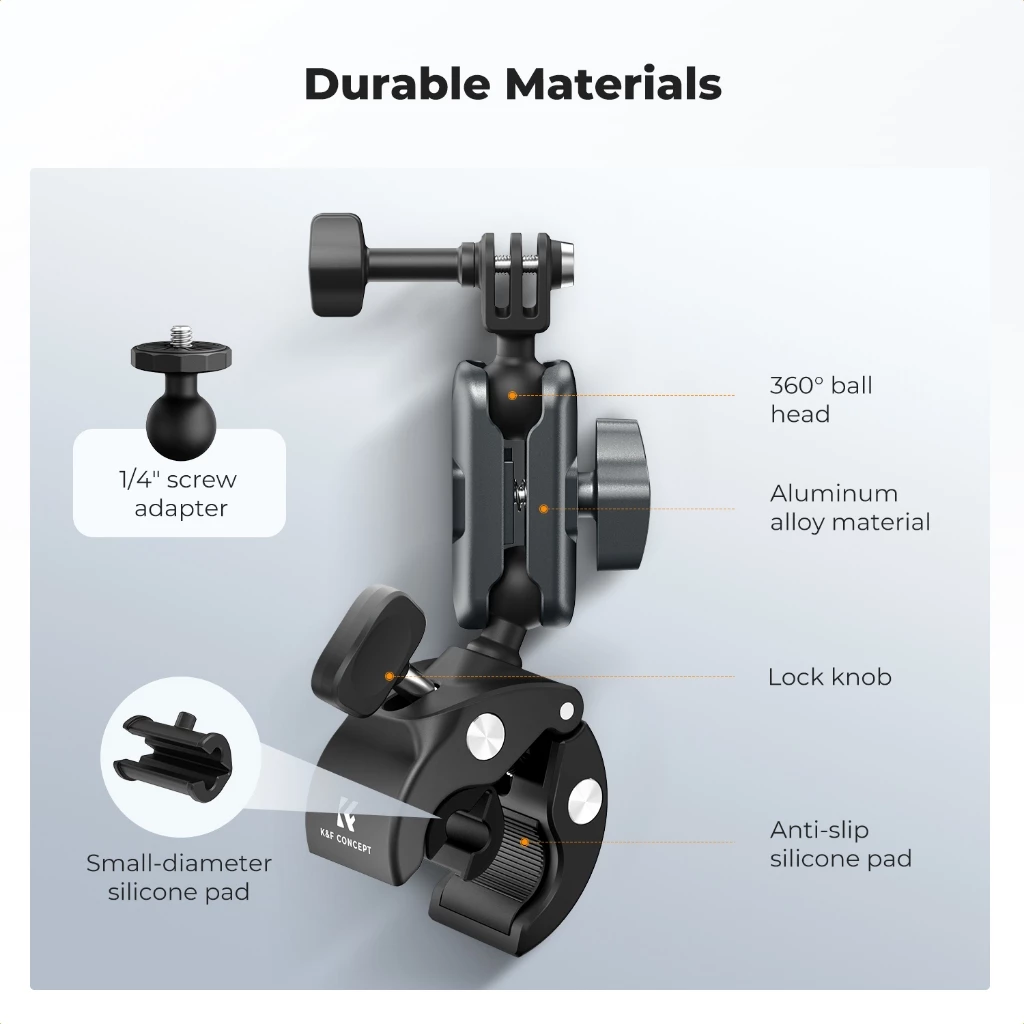 K&F CONCEPT Super Clamp ที่จับแฮนด์จักรยาน อลูมิเนียม 360° ปรับได้ รองรับ GoPro / Pocket3 / มือถือ thumbnail 7