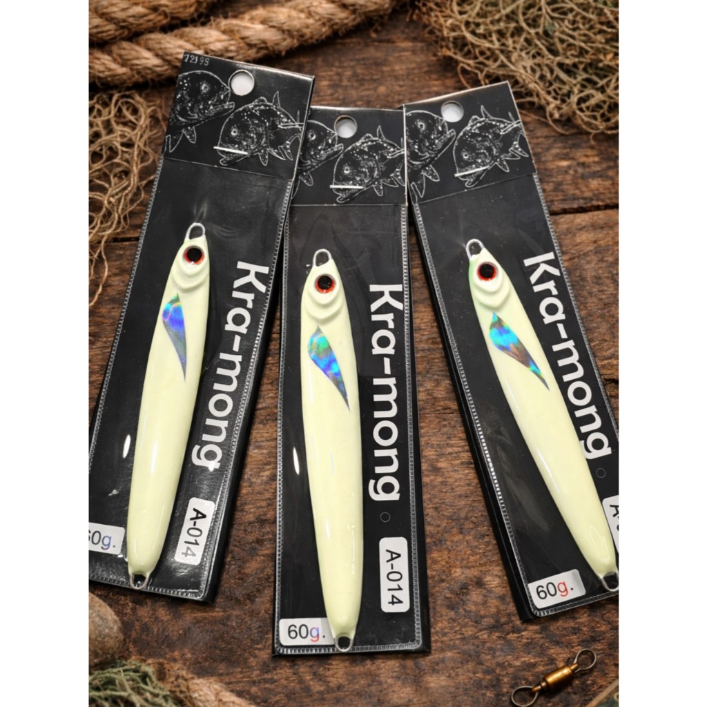 A-014 เหยื่อจิ๊กสีเขียวเรืองแสง Glow Green Hologram Jig 25g-60g งานทะเล