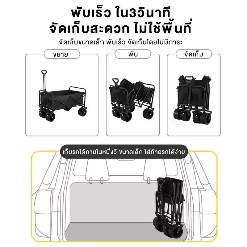 รถเข็นแคมป์ปิ้ง รถเข็นแข็งแรง รถเข็นพับ ลูกปืนยางตัน รับน้ําหนักได้ถึง300KG พร้อม ล็อค.10 นิ้ว thumbnail 6