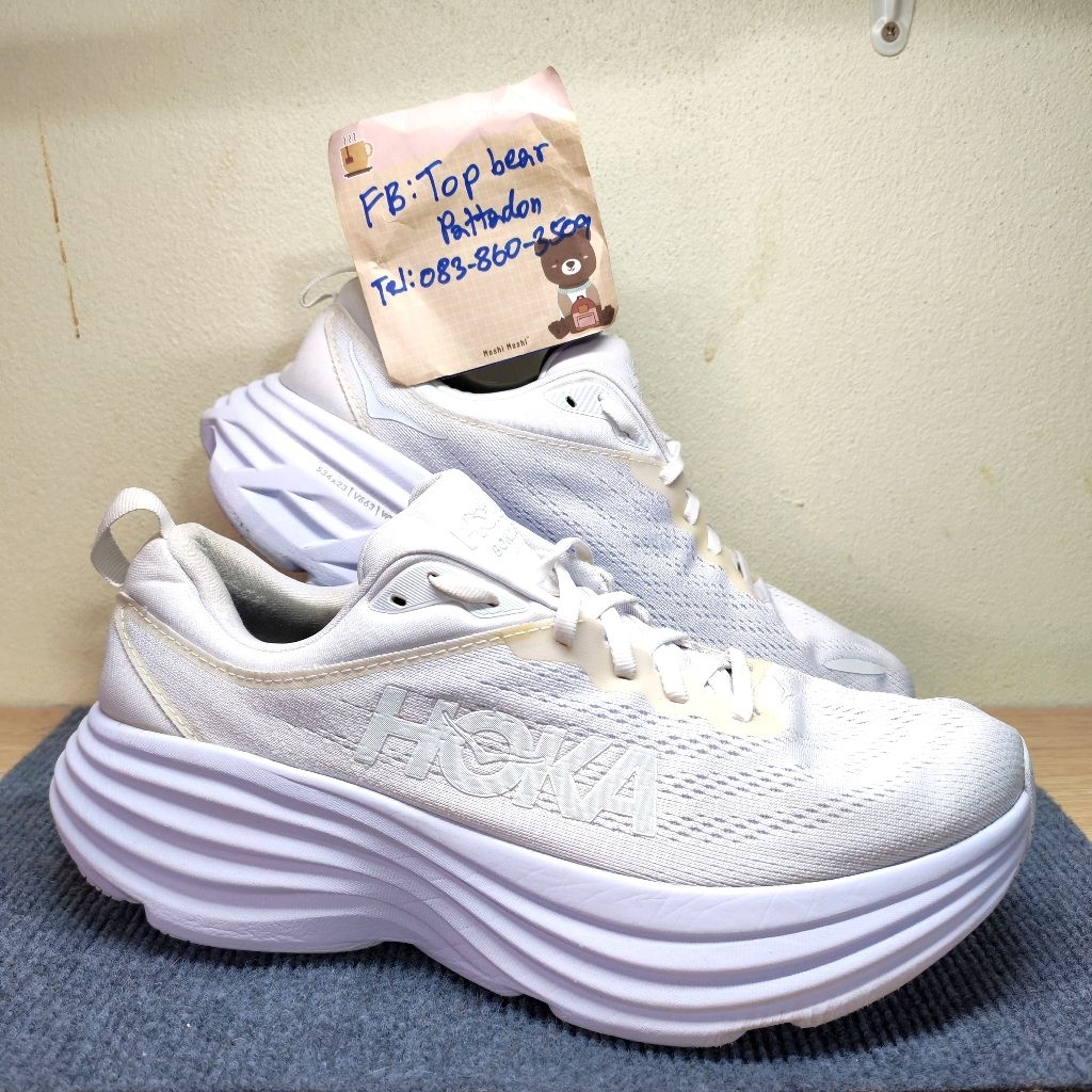 Hoka Bondi 8 🤍🤍🤍ของแท้💯 ไซส์  Eu42.5 27cm. รองเท้ามือสองของแท้