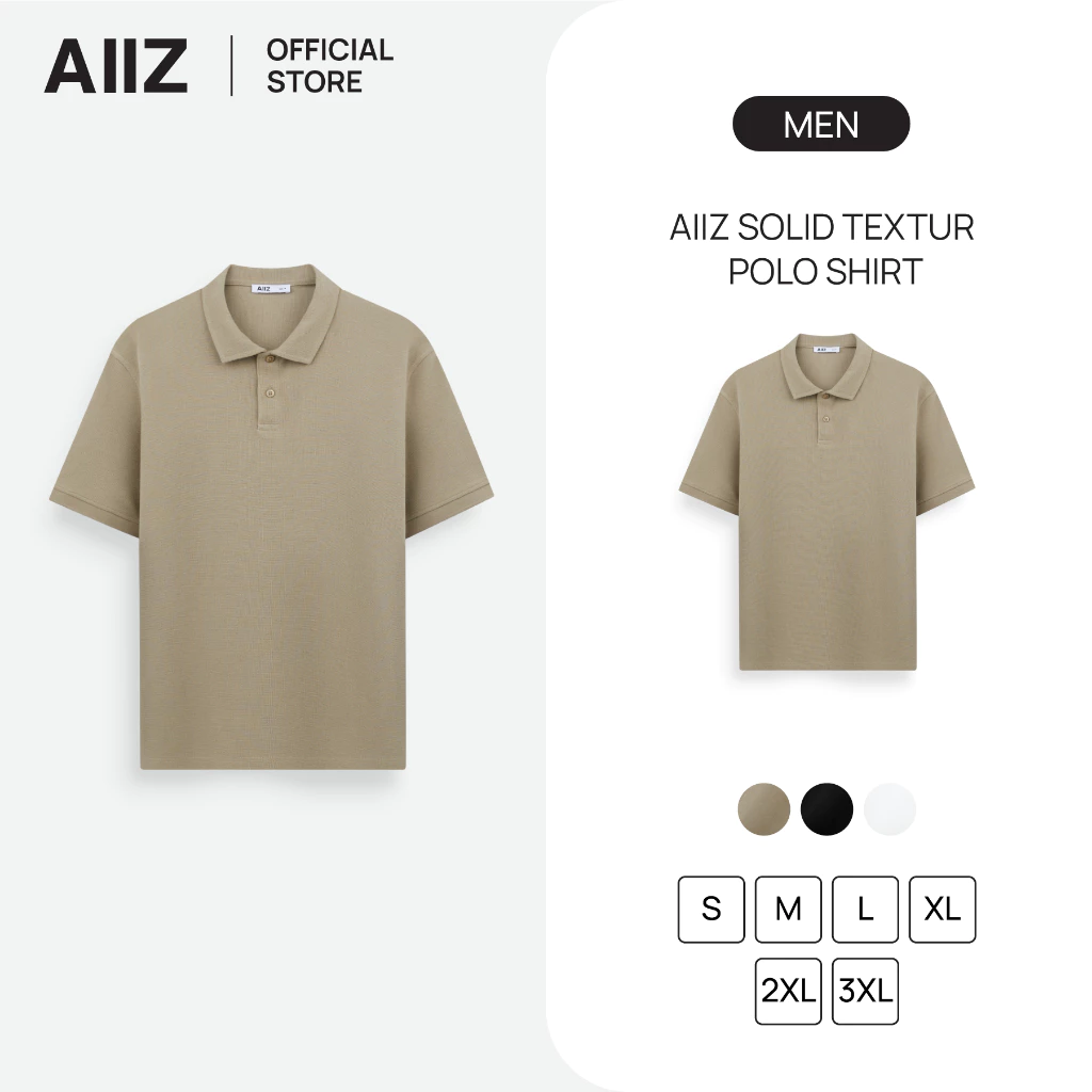 AIIZ เสื้อโปโลผู้ชายผ้าเท็กซ์เจอร์ AIIZ Men's Solid Texture Polo Shirt
