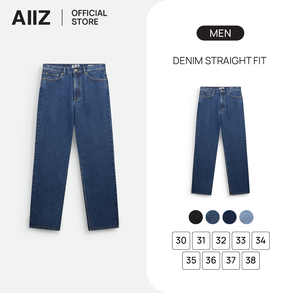 AIIZ กางเกงยีนส์ผู้ชายขายาว ทรงขาตรง AIIZ Men's Denim Straight fit