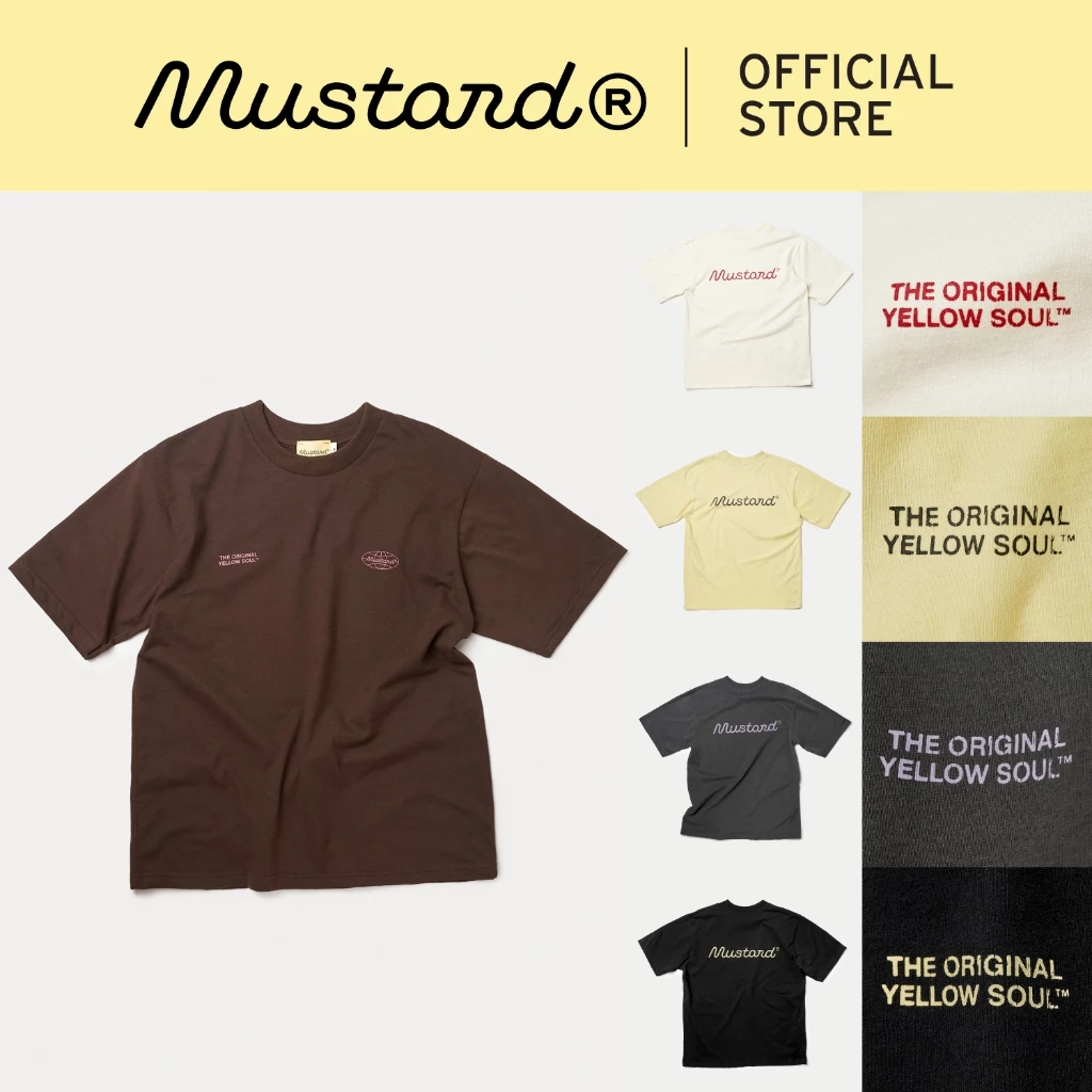 Mustard® Cracked Logo Tee | เสื้อยืดโลโก้ ผ้านุ่มพิเศษ (มีให้เลือก 5 สี)