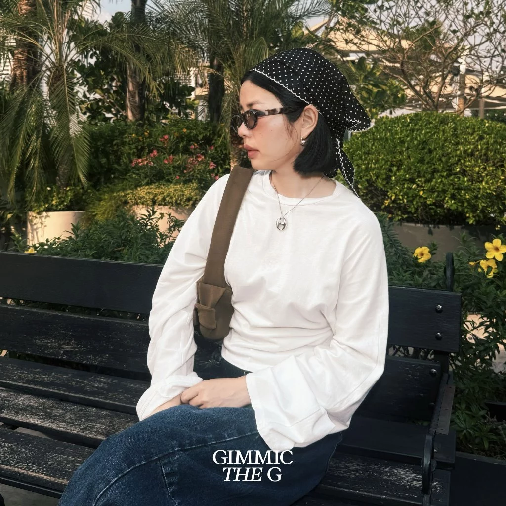 ✨GIMMIC THE G ผ้าโพกผม ผูกผม ผ้าพันคอ ทรง3เหลี่ยม รุ่น Polkadot ผ้านุ่มสบาย