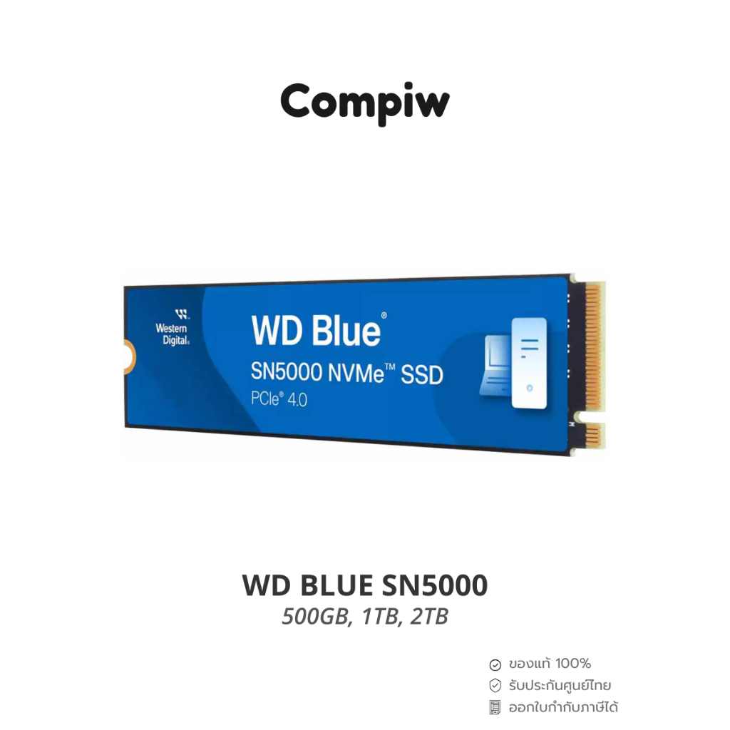 WD BLUE SN5000 500GB, 1TB, 2TB SSD M.2 2280 NVMe PCIe Gen4 x4 (Compiw Shop)