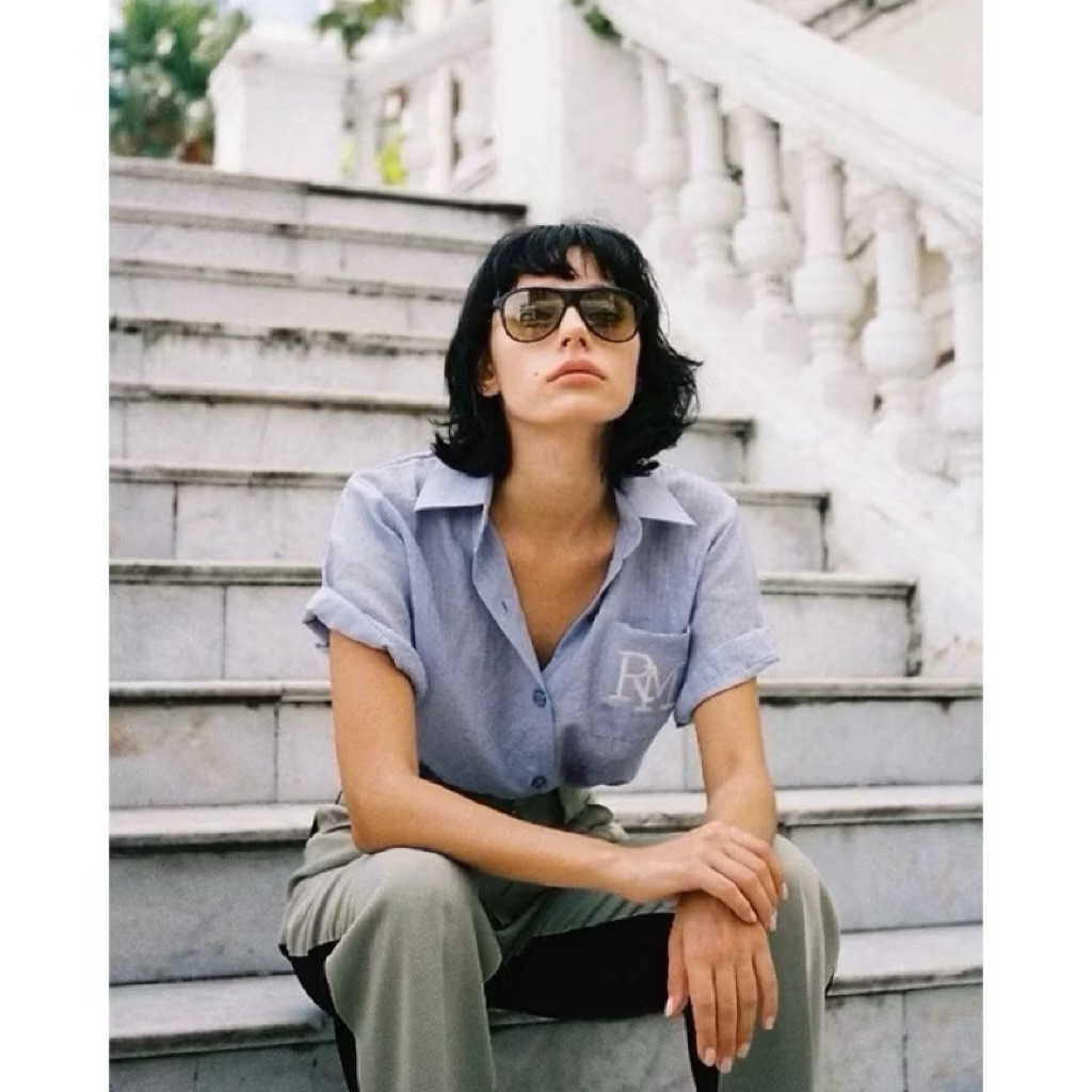 RALLY RM IVY SHIRT - เชิ้ตปักโลโก้ RM สี Baby Blue (used like new)