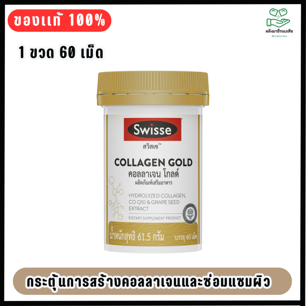 Swisse Beauty Collagen Glow with Collagen Peptides คอลลาเจนความงาม สารสกัดคอลลาเจน 60 เม็ด (EXP:09-2