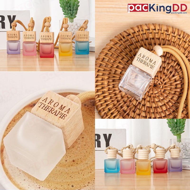(แพ็ค 10 ชิ้น) ขวดน้ำหอม แบบแขวน ทรงสี่เหลี่ยม ขนาด 8-10 ml.  #P411-SQ ขวดน้ำหอมติดรถยนต์ ขวดใส่น้ำหอม PackingDD