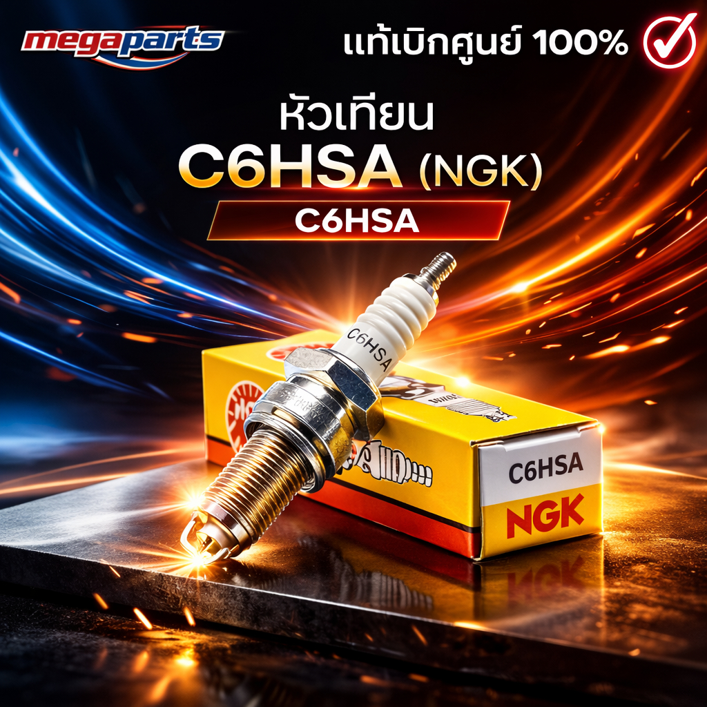 หัวเทียน C6HSA (NGK) DREAM 100 / NICE / WAVE 110 / WAVE 100Z / X-1 / FINO 115 (Megaparts Store)