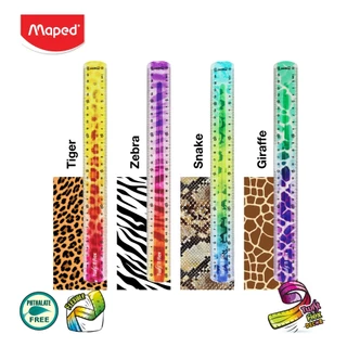 ไม้บรรทัดพับได้ maped ยาว 20 และ 30 ซม.แบบยาง พับได้-งอได้ รุ่น twist เนื้อเจลใส (twist ruler)